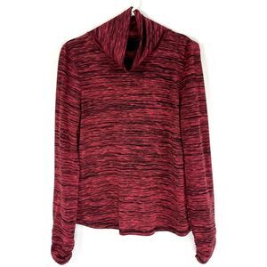 Prana Womens Top Size Medium Turtleneck Space Dye Long Ruched Sleeve Maroon